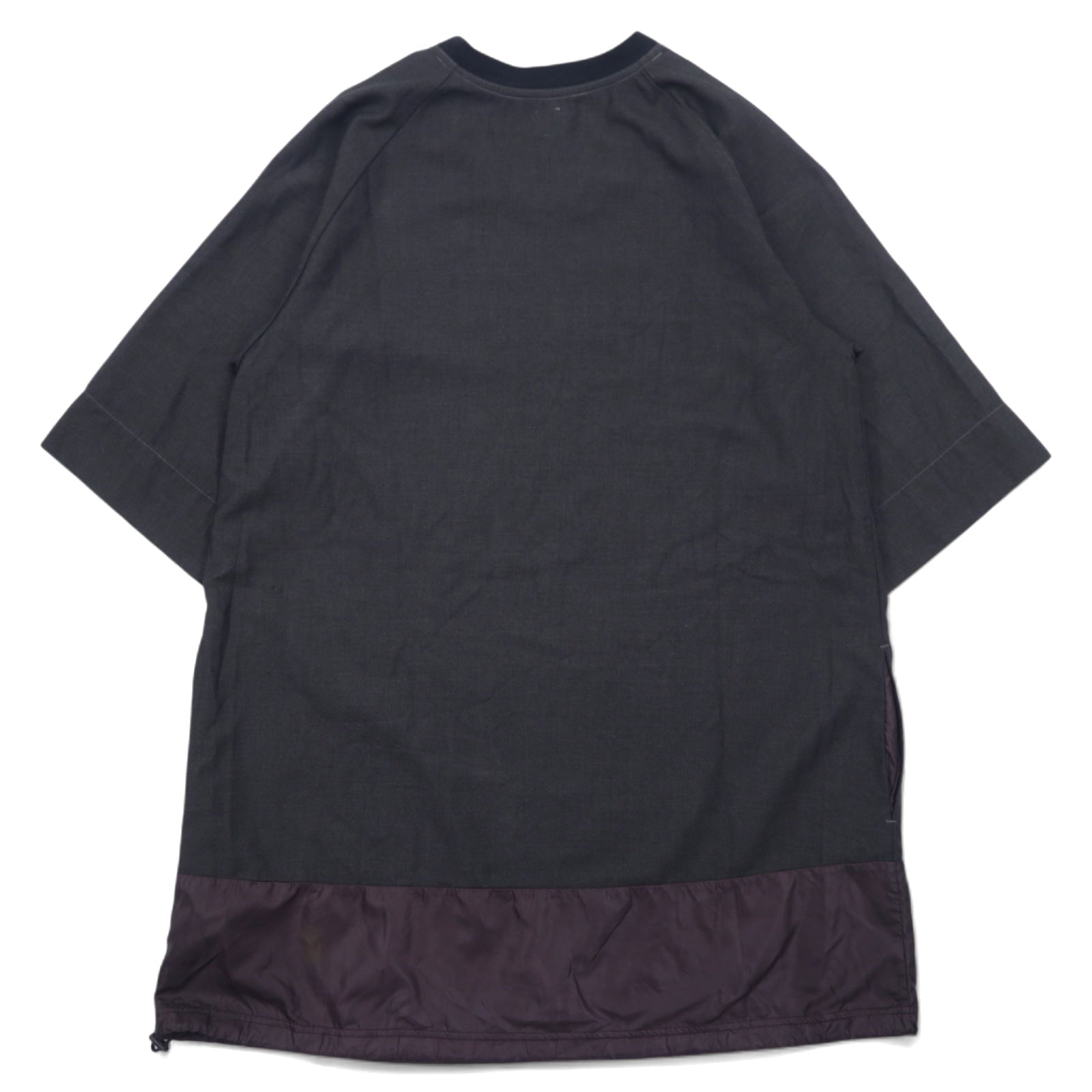 RYU ポンチョシャツ ドローコード Tシャツ FREE グレー ポリエステル レーヨン 異素材切り替え 日本製