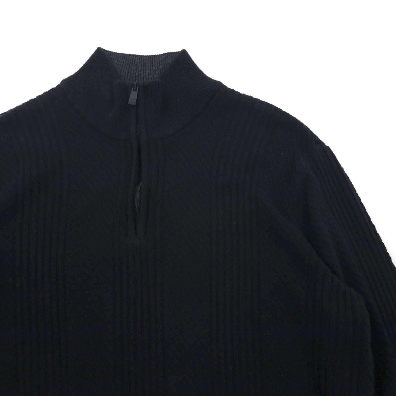 Calvin Klein ハーフジップ ジャガード ニット セーター L ブラック コットン