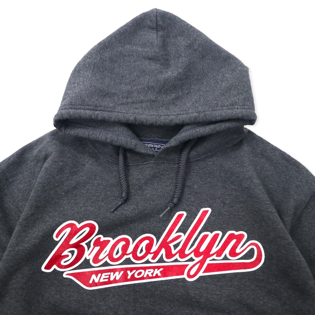PERRIN WEAR Felpa con cappuccio stampata College M Grigio Cotone Interno felpato Brooklyn
