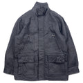 TOWN by London Fog 90年代 スタンドカラー レザーカーコート 中綿 ダブルジップ ジャケット L ブラック ドローコード