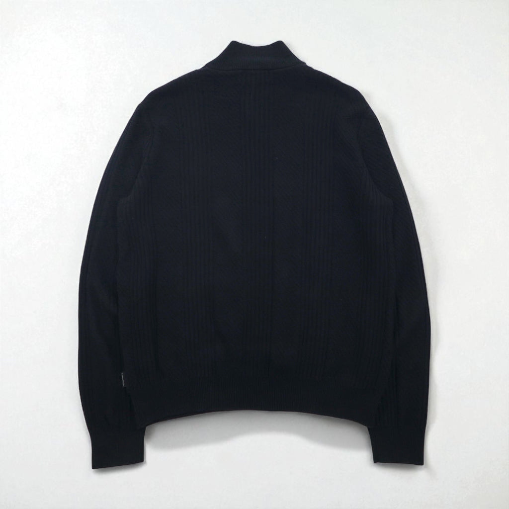 Calvin Klein ハーフジップ ジャガード ニット セーター L ブラック コットン