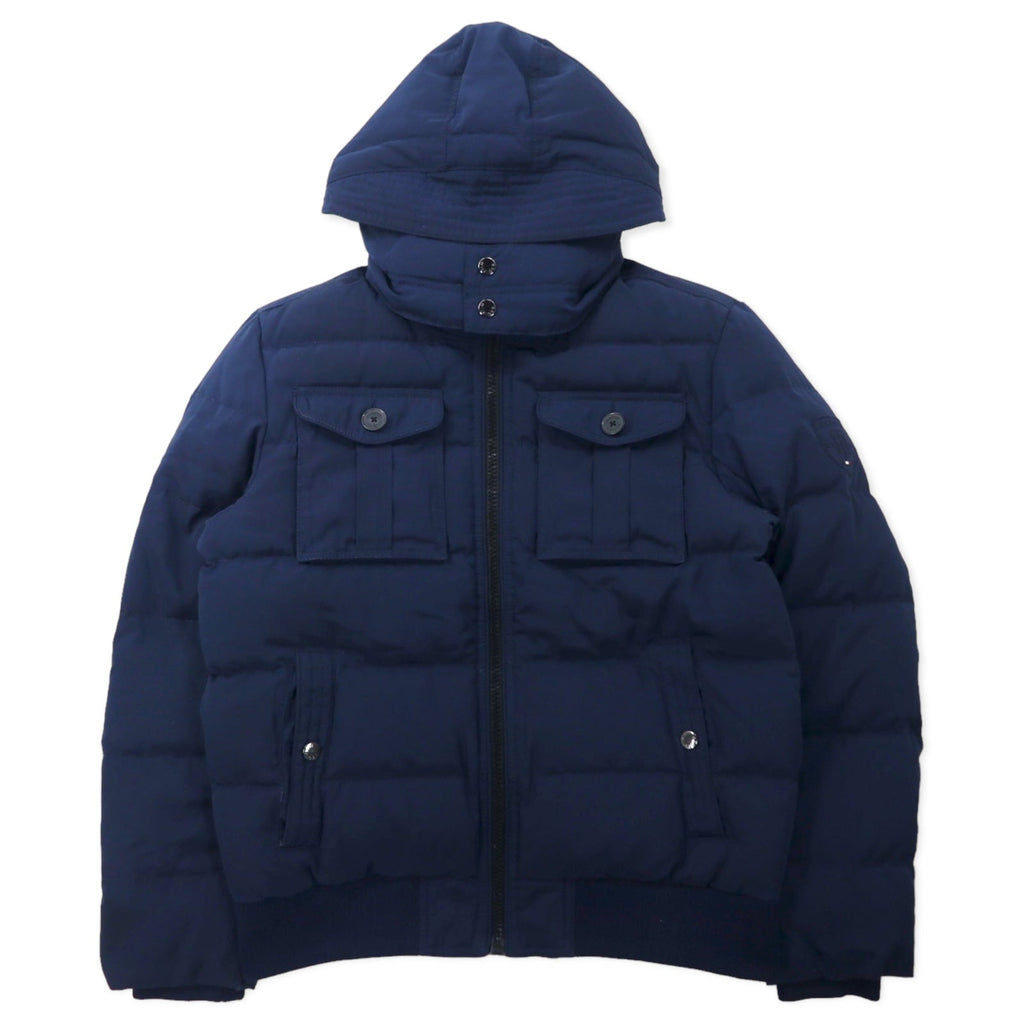 TOMMY HILFIGER ダウンジャケット M ネイビー ポリエステル フード着脱式