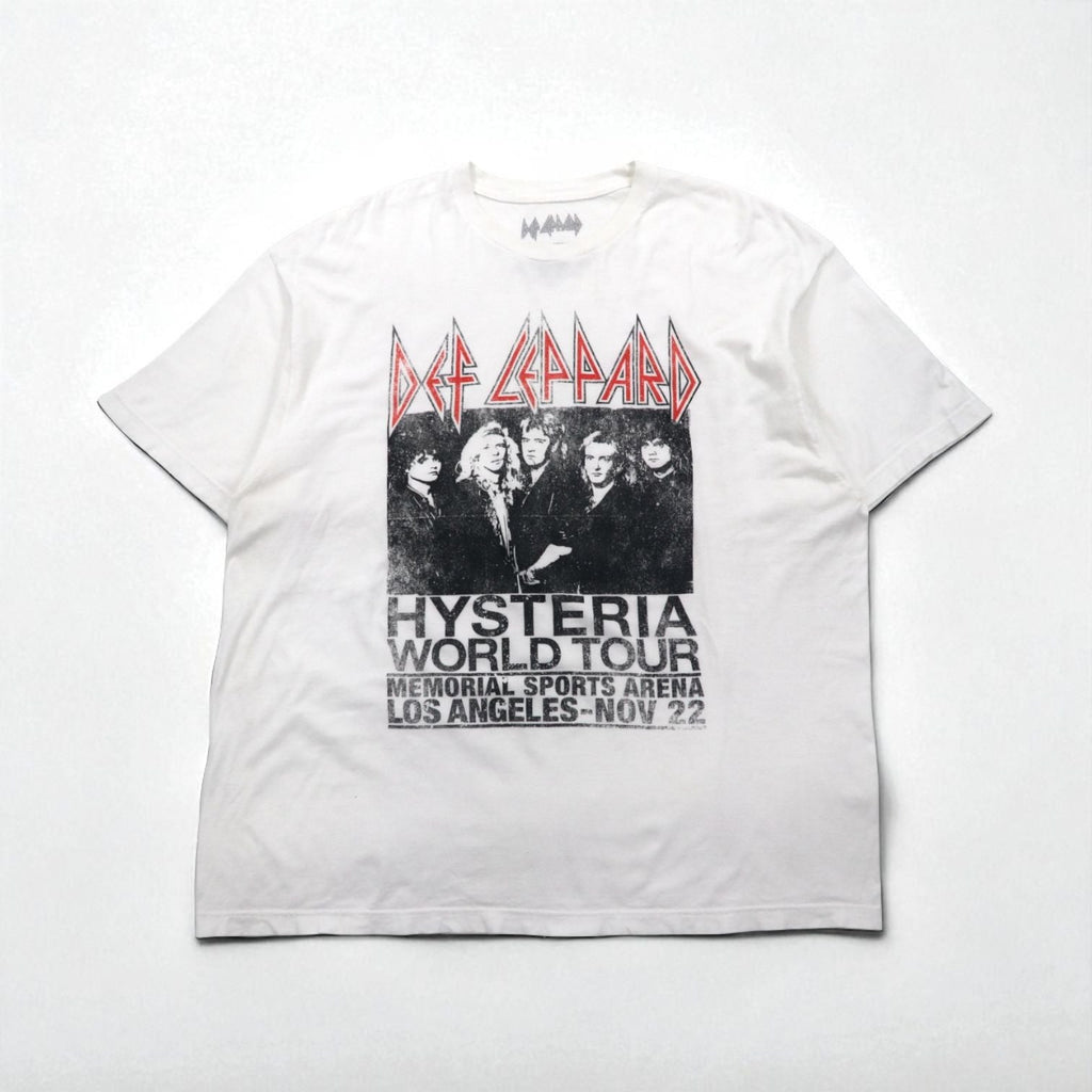 DEF LEPPARD デフレパード オフィシャル ロック バンド Tシャツ 2XL ホワイト HYSTERIA WORLD TOUR メキシコ製