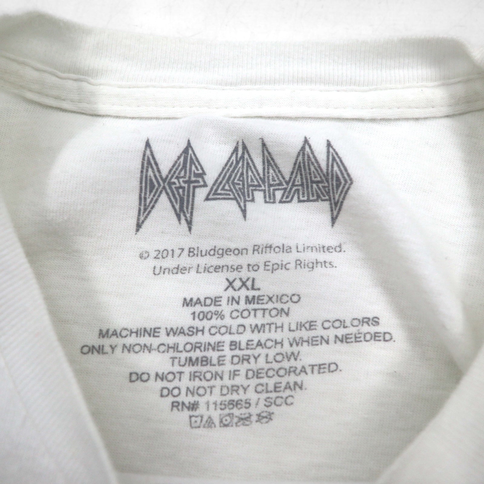 DEF LEPPARD デフレパード オフィシャル ロック バンド Tシャツ 2XL ホワイト HYSTERIA WORLD TOUR メキシコ製