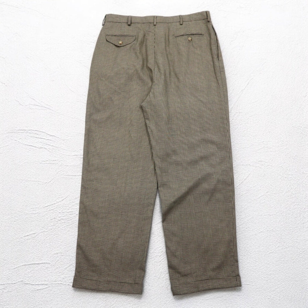 Polo by Ralph Lauren Pantaloni larghi a pieghe anni '90, taglia L, motivo gessato, bottoni per bretelle