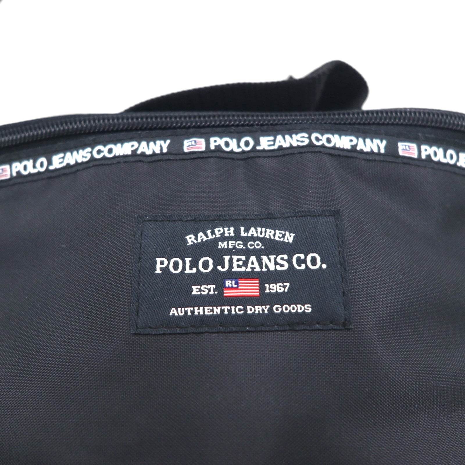 POLO JEANS CO. RALPH LAUREN Borsa a tracolla nera in nylon, nuova