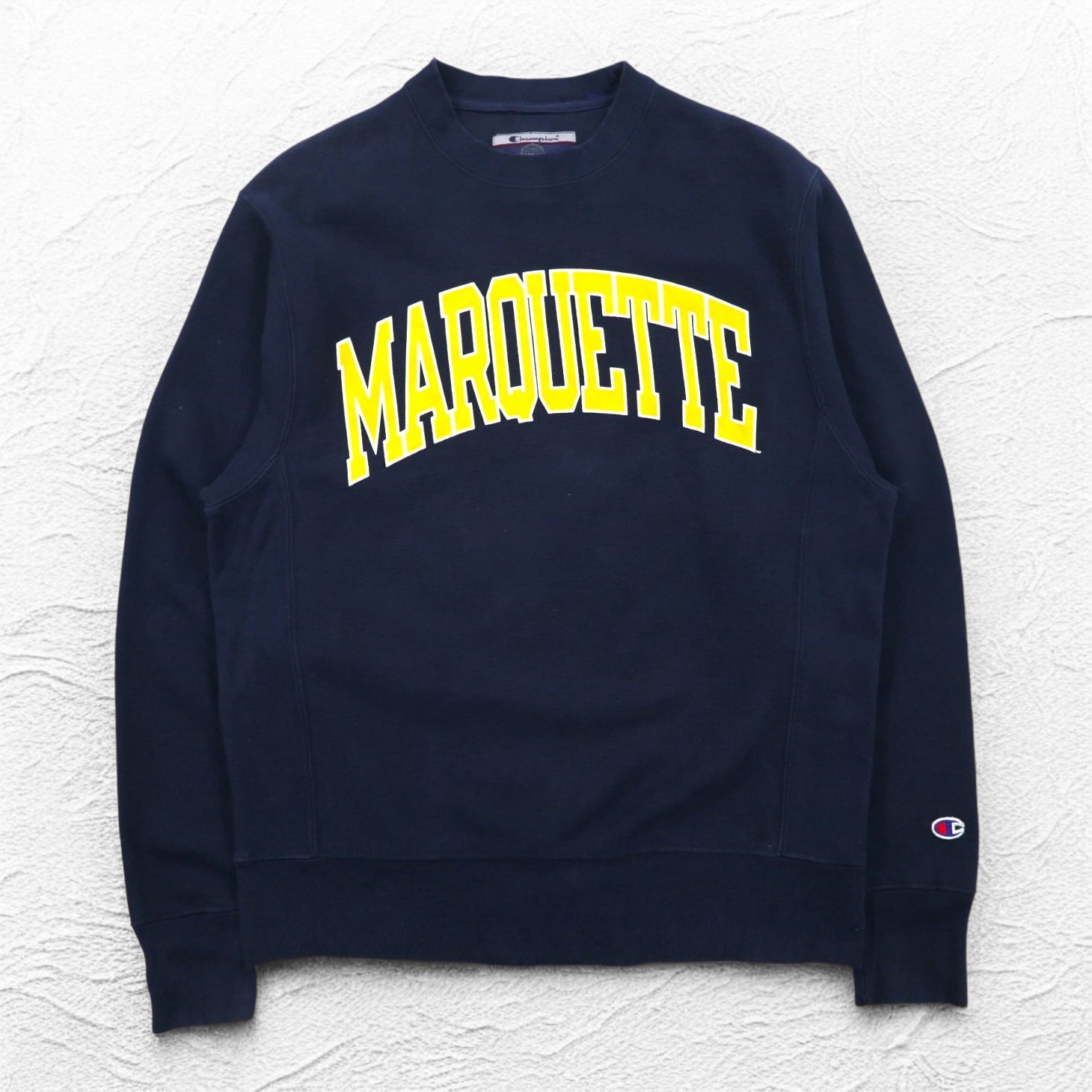 Champion Premium Reverse Weave FELPA Reverse Weave Stampa College L Blu Navy MARQUETTE Logo ad arco