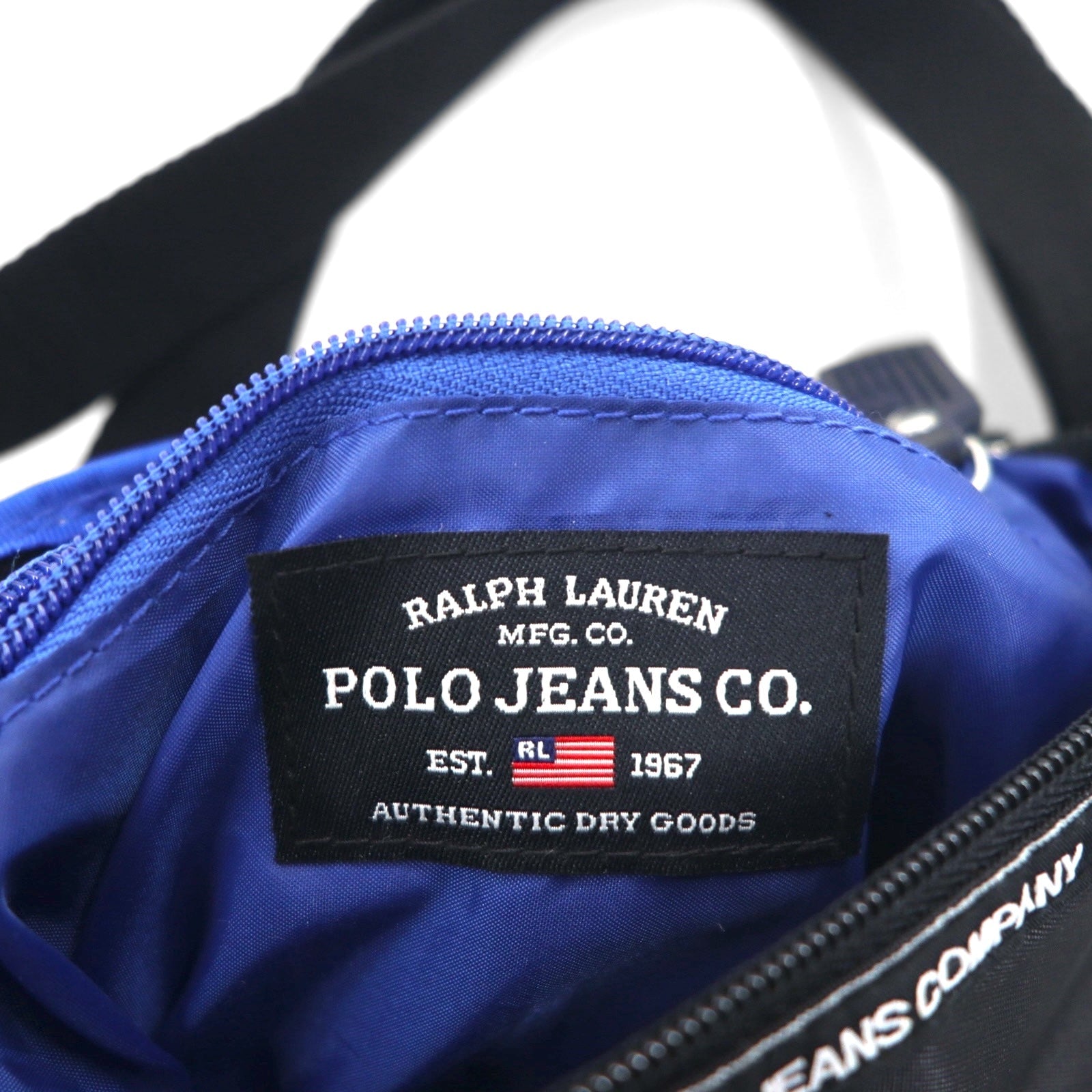 POLO JEANS CO. RALPH LAUREN Borsa a tracolla nera in nylon, nuova