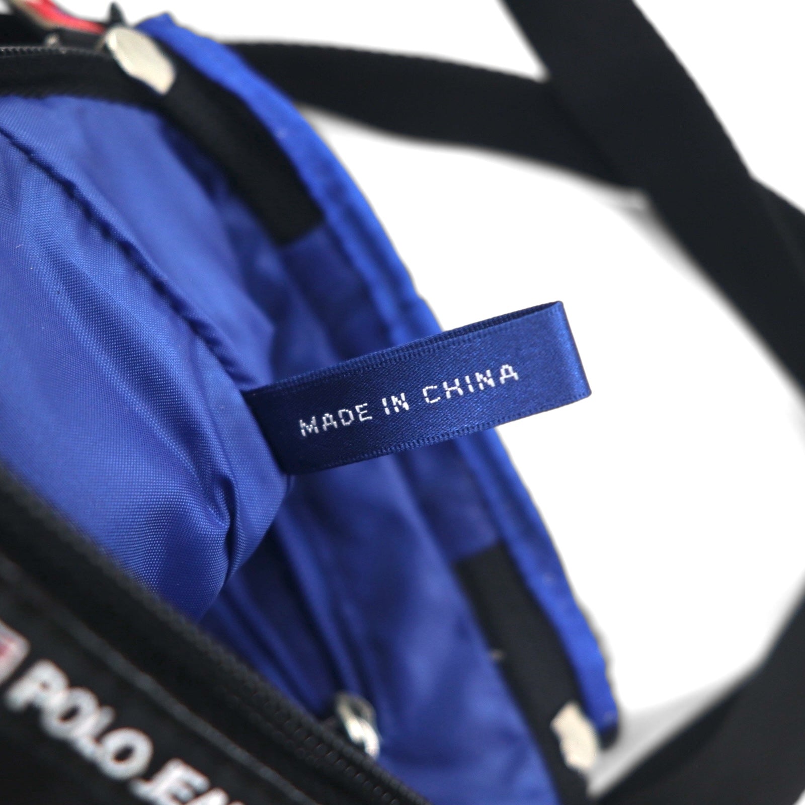 POLO JEANS CO. RALPH LAUREN Borsa a tracolla nera in nylon, nuova