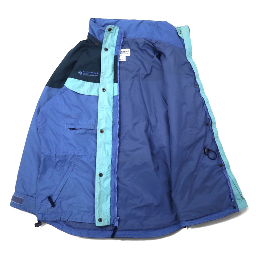 Giacca a vela Columbia anni '90, taglia L, blu, in nylon, impermeabile, con coulisse e sistema zip-in-zip, Boulder Ridge SL7105