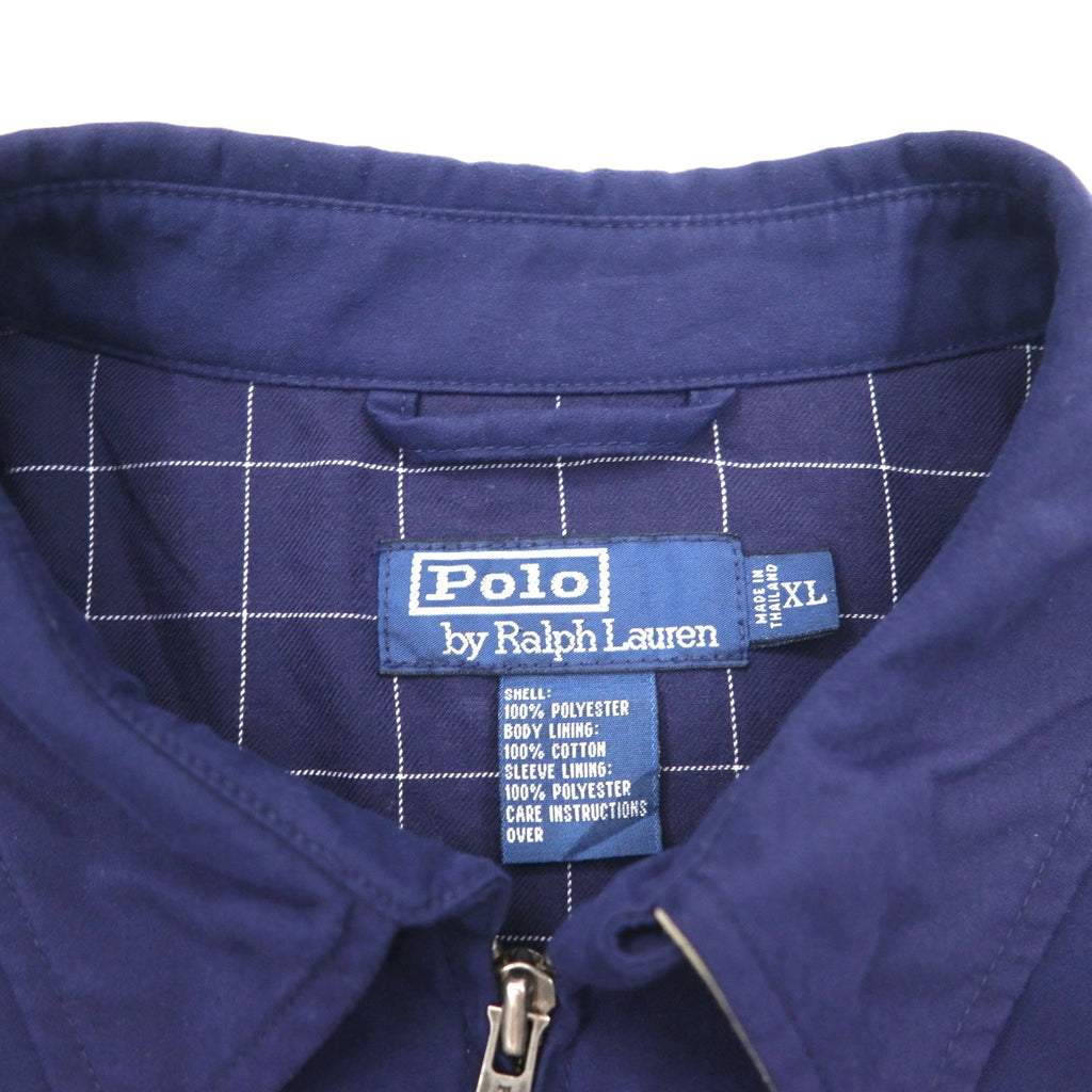 Polo by Ralph Lauren anni '90 swingtop giacca Harrington XL blu navy poliestere fodera a quadri ricamo pony piccolo