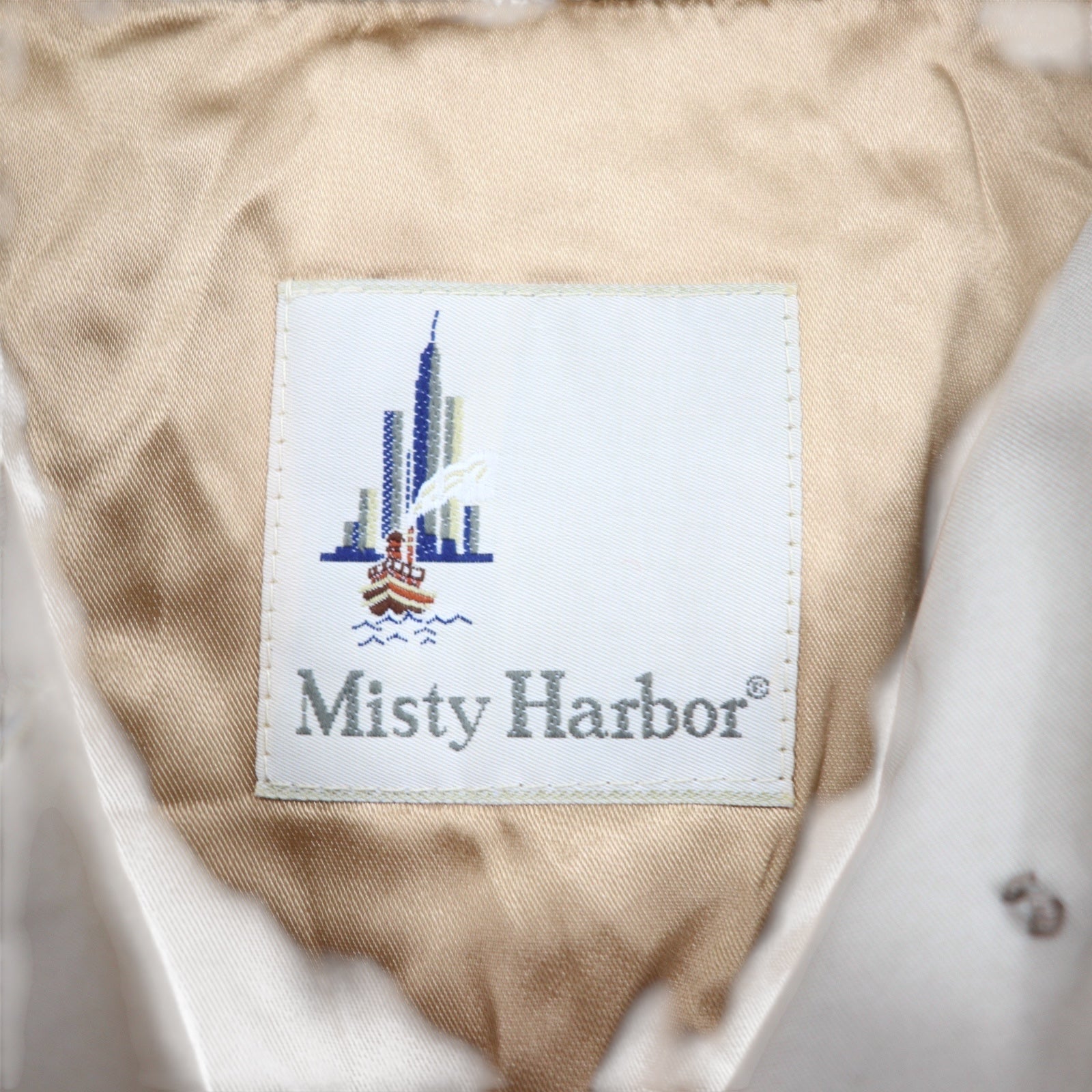 Trench Coat Misty Harbor, anni '90, made in USA, taglia L, poliestere, fodera removibile, cintura inclusa