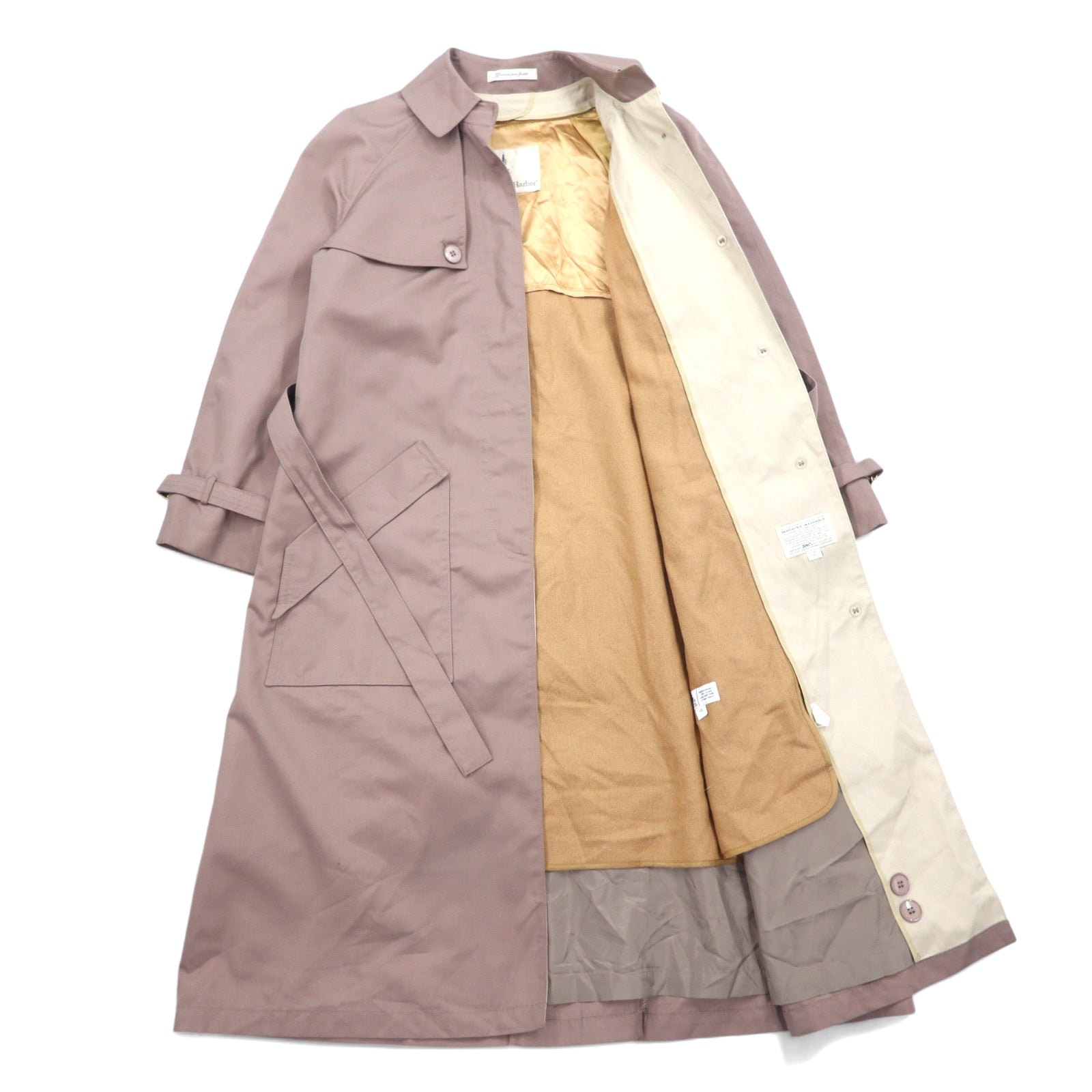Trench Coat Misty Harbor, anni '90, made in USA, taglia L, poliestere, fodera removibile, cintura inclusa