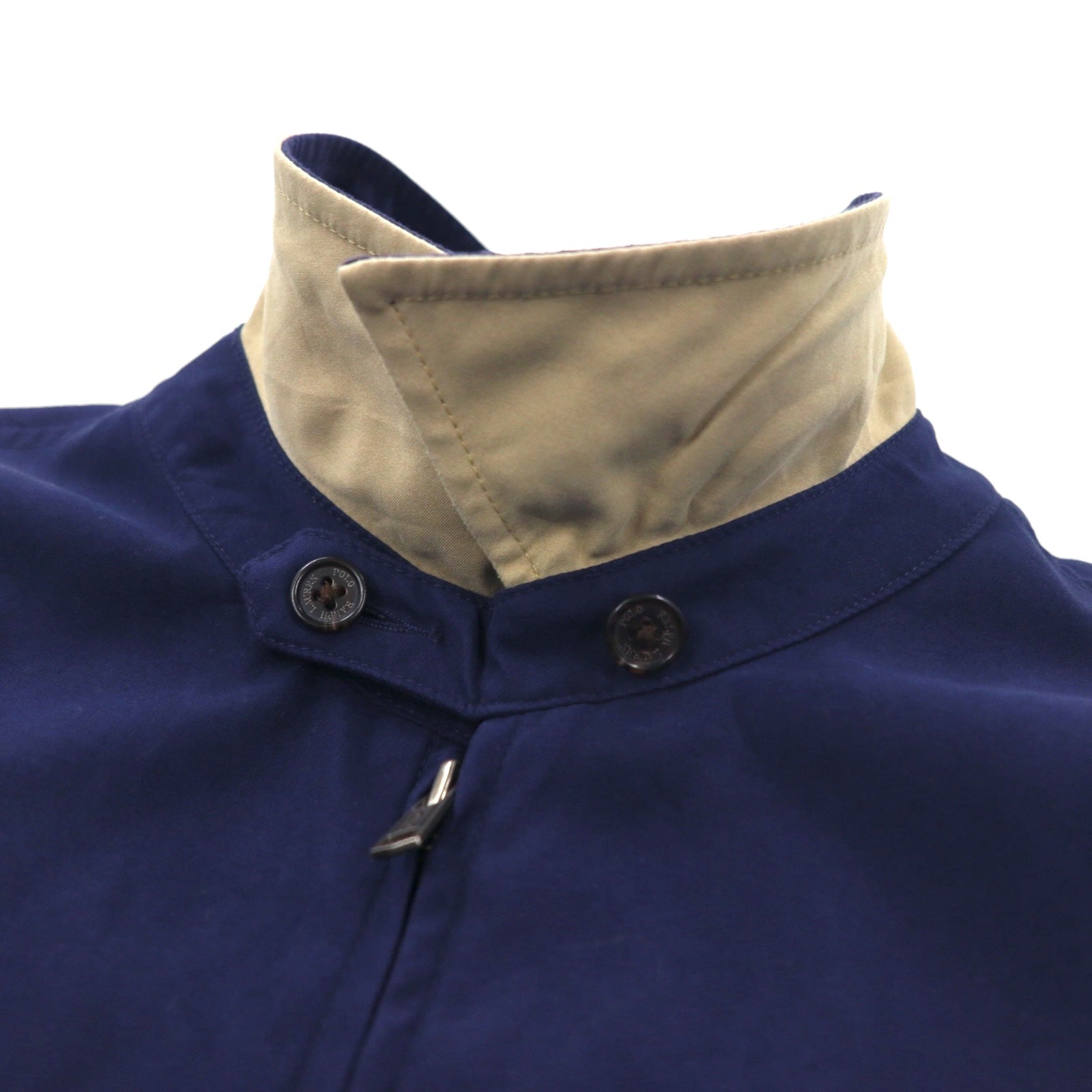 Polo by Ralph Lauren anni '90 swingtop giacca Harrington XL blu navy poliestere fodera a quadri ricamo pony piccolo