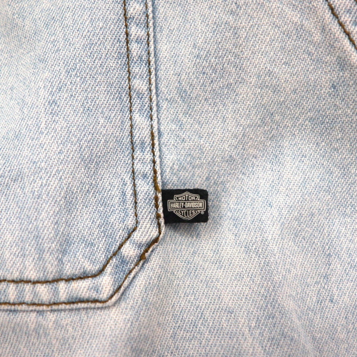 HARLEY DAVIDSON Camicia in denim slavato L blu chiaro cotone ricamo logo posteriore