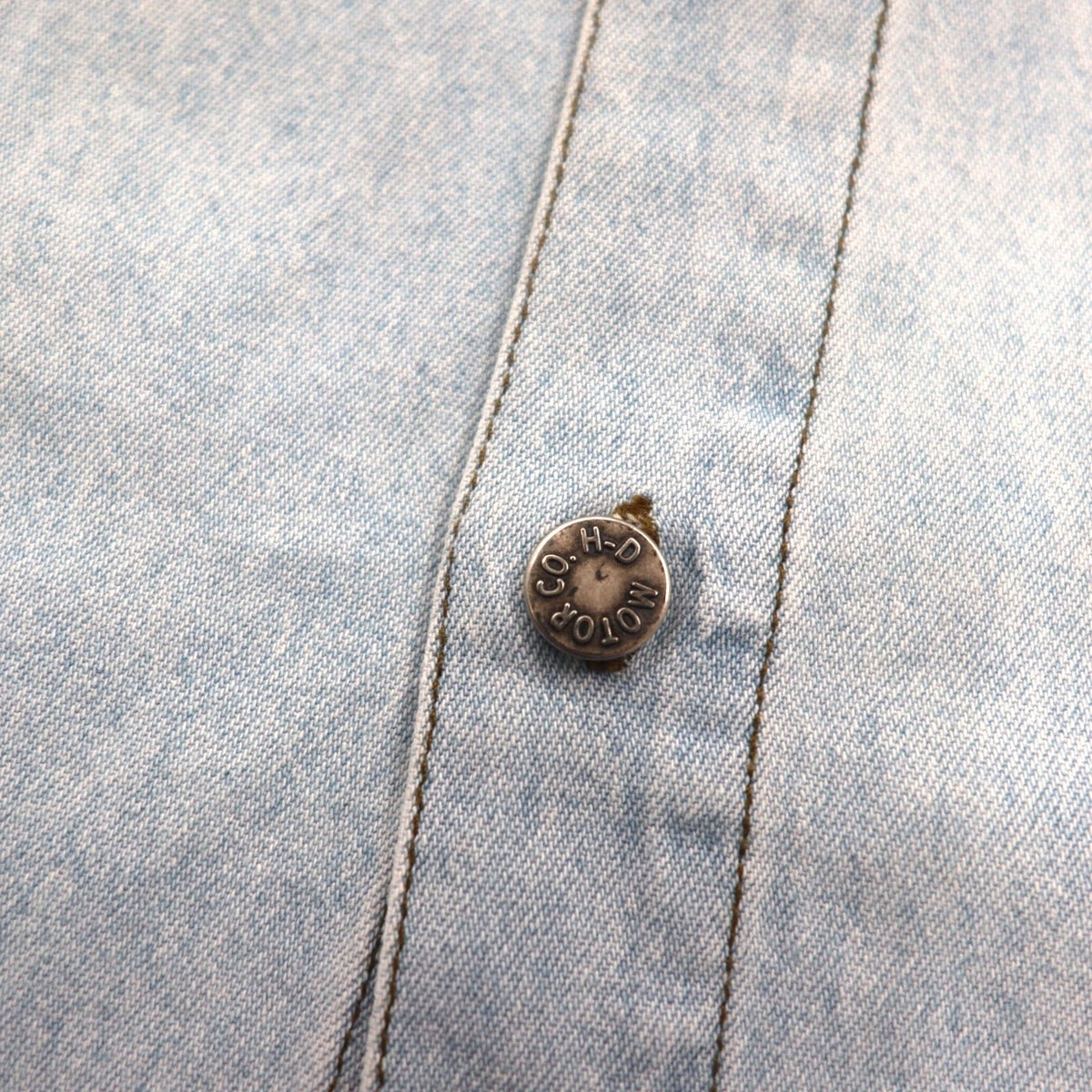 HARLEY DAVIDSON Camicia in denim slavato L blu chiaro cotone ricamo logo posteriore