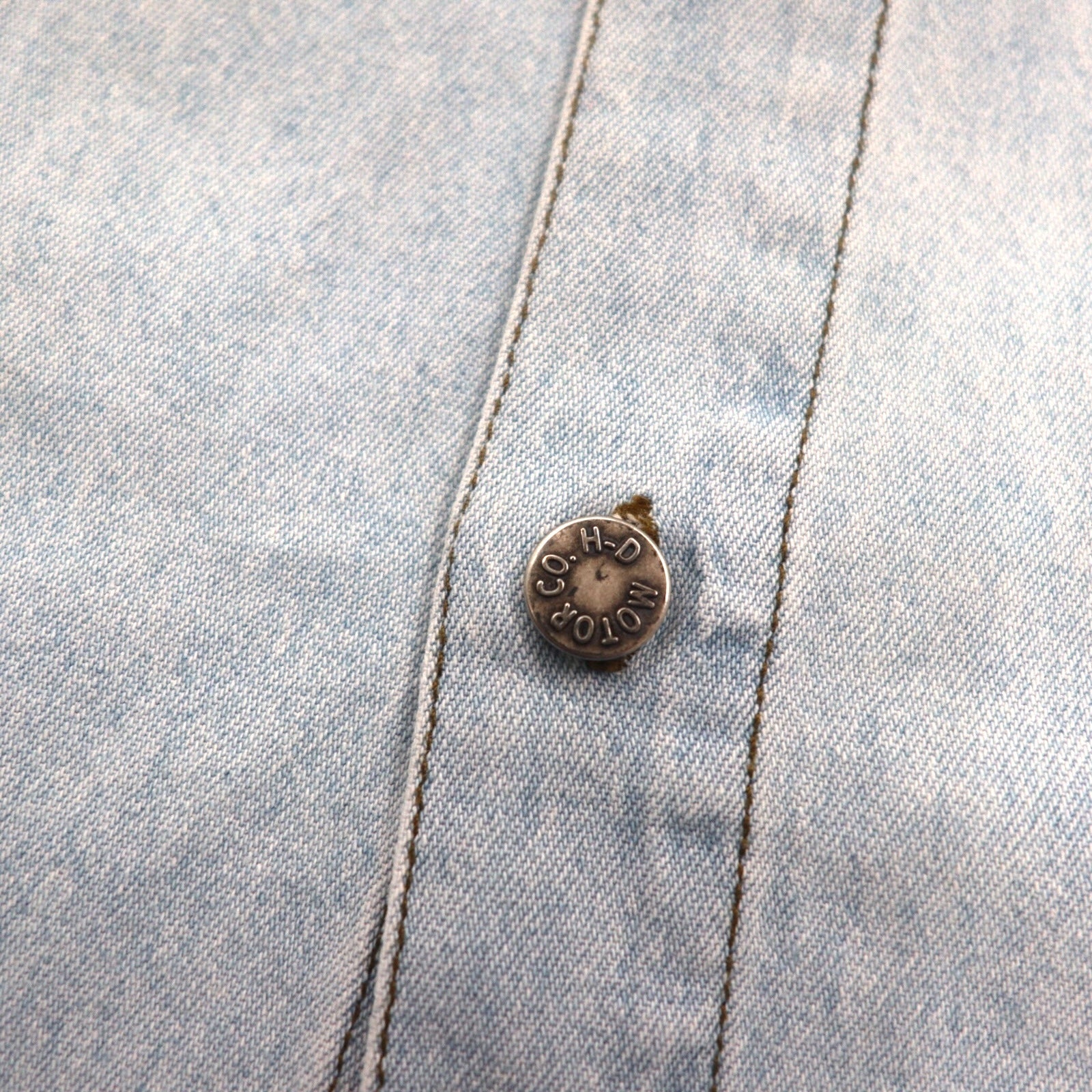 HARLEY DAVIDSON アイスウォッシュ デニムシャツ L ライトブルー コットン バックロゴ刺繍