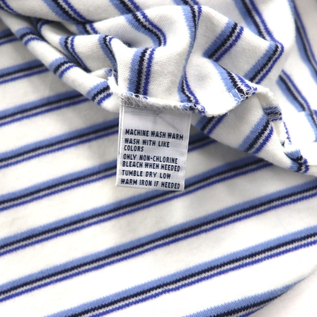 Polo by Ralph Lauren anni '90, maglietta polo a righe, taglia L, bianca e blu, in cotone con ricamo piccolo pony.