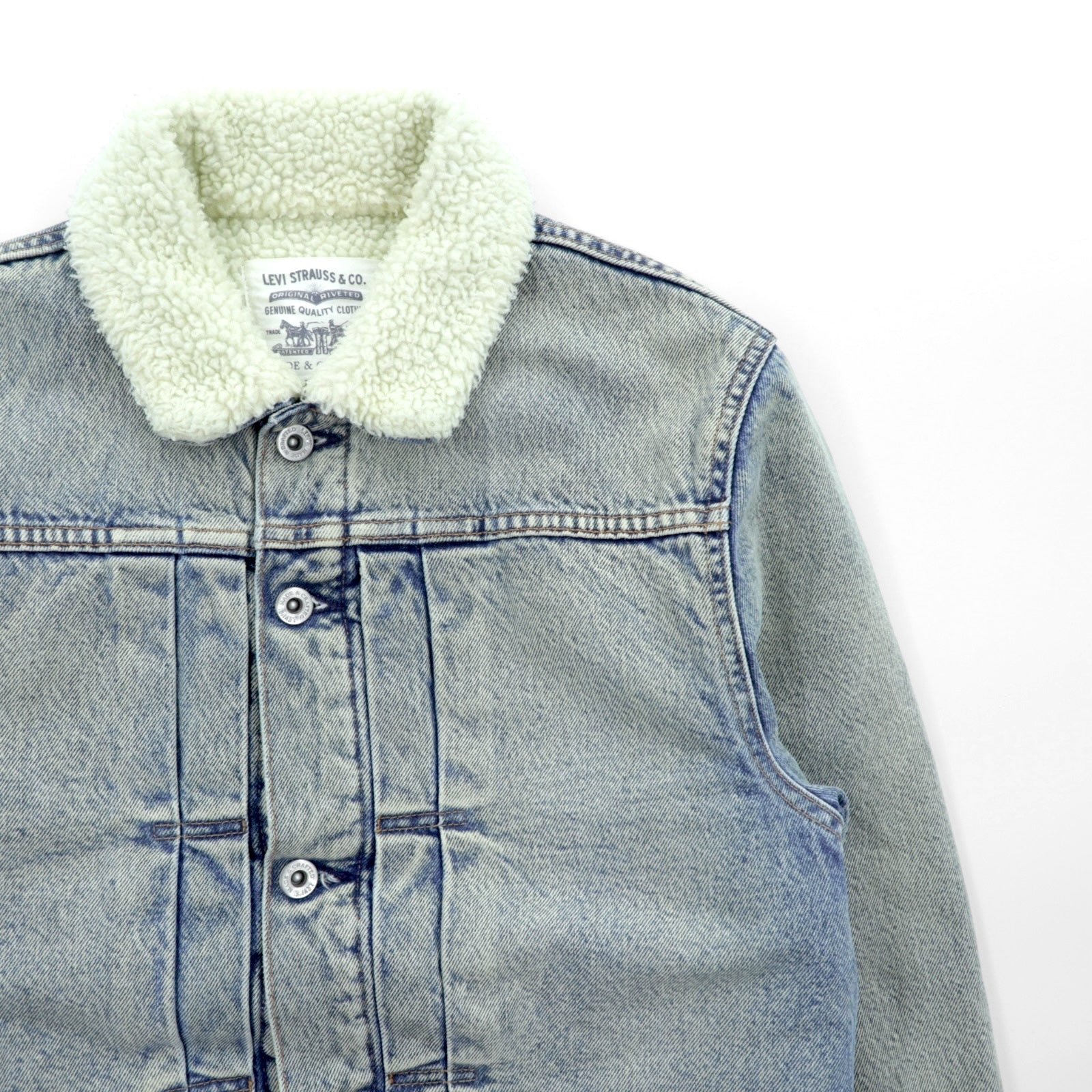 LEVI'S MADE&CRAFTED ビッグE タイプ 2nd シェルパ トラッカージャケット S インディゴ TYPE 2 裏ボア 34470-0004 プリーツ 紺タブ トルコ製