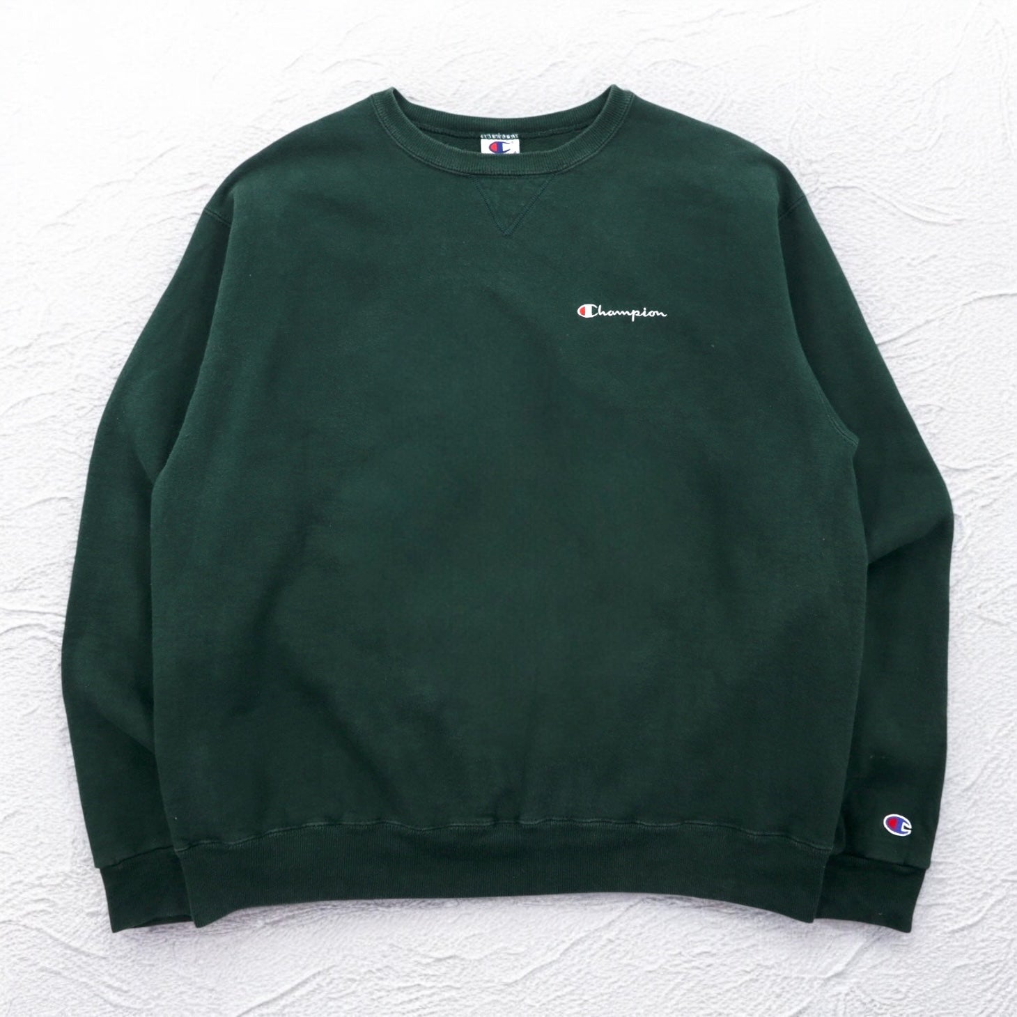 Champion 90年代 USA製 刺繍タグ クルーネック スウェット XL グリーン ワンポイントロゴ刺繍