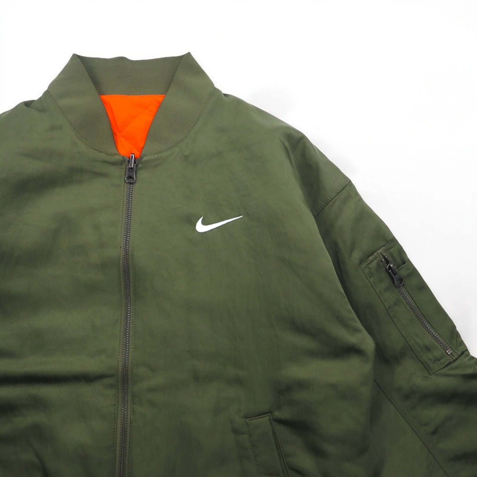 NIKE リバーシブル MA-1 フライト ボンバージャケット S カーキ オレンジ NIKE VRSTY BMBR JKT