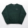 Champion 90年代 USA製 刺繍タグ クルーネック スウェット XL グリーン ワンポイントロゴ刺繍