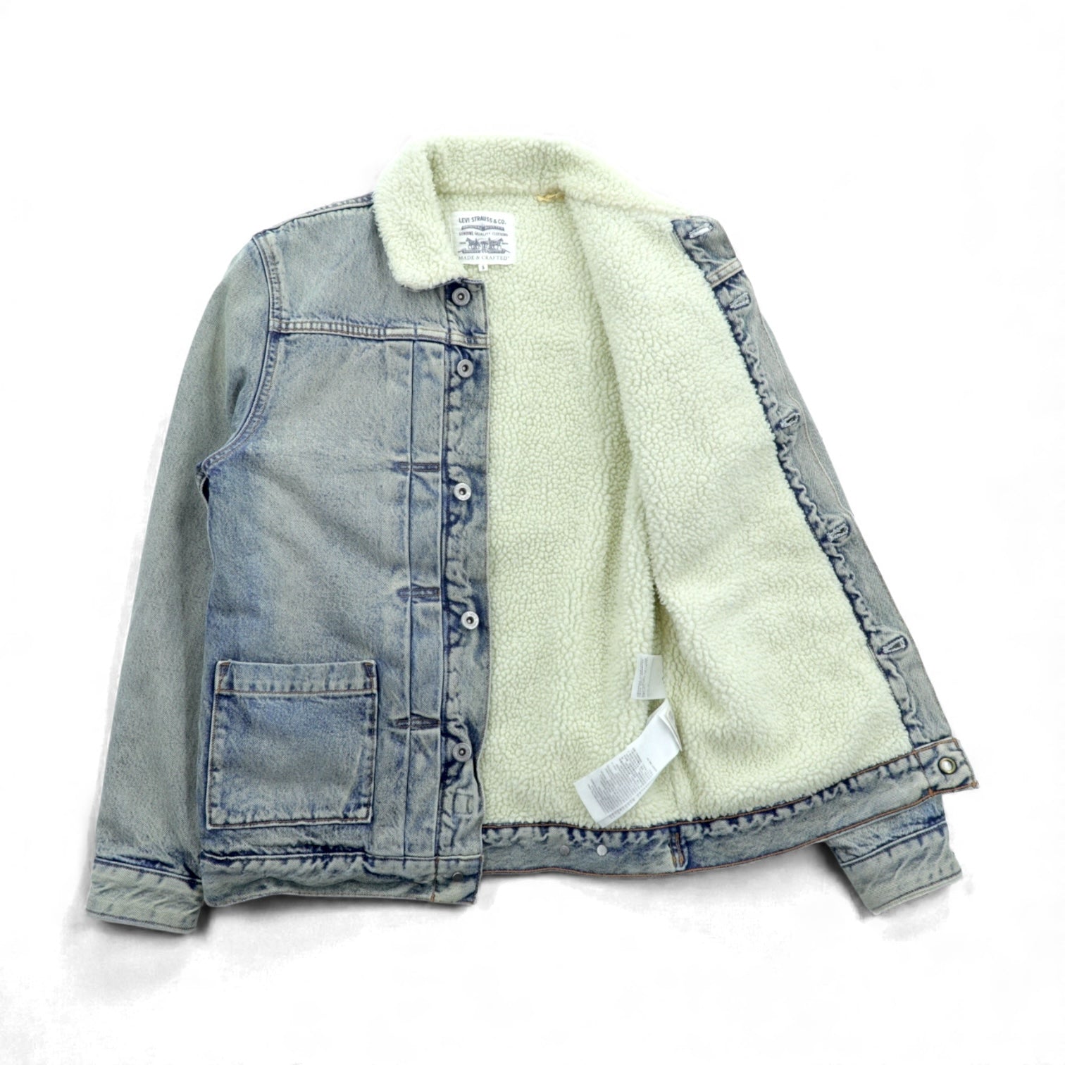 LEVI'S MADE&CRAFTED ビッグE タイプ 2nd シェルパ トラッカージャケット S インディゴ TYPE 2 裏ボア 34470-0004 プリーツ 紺タブ トルコ製