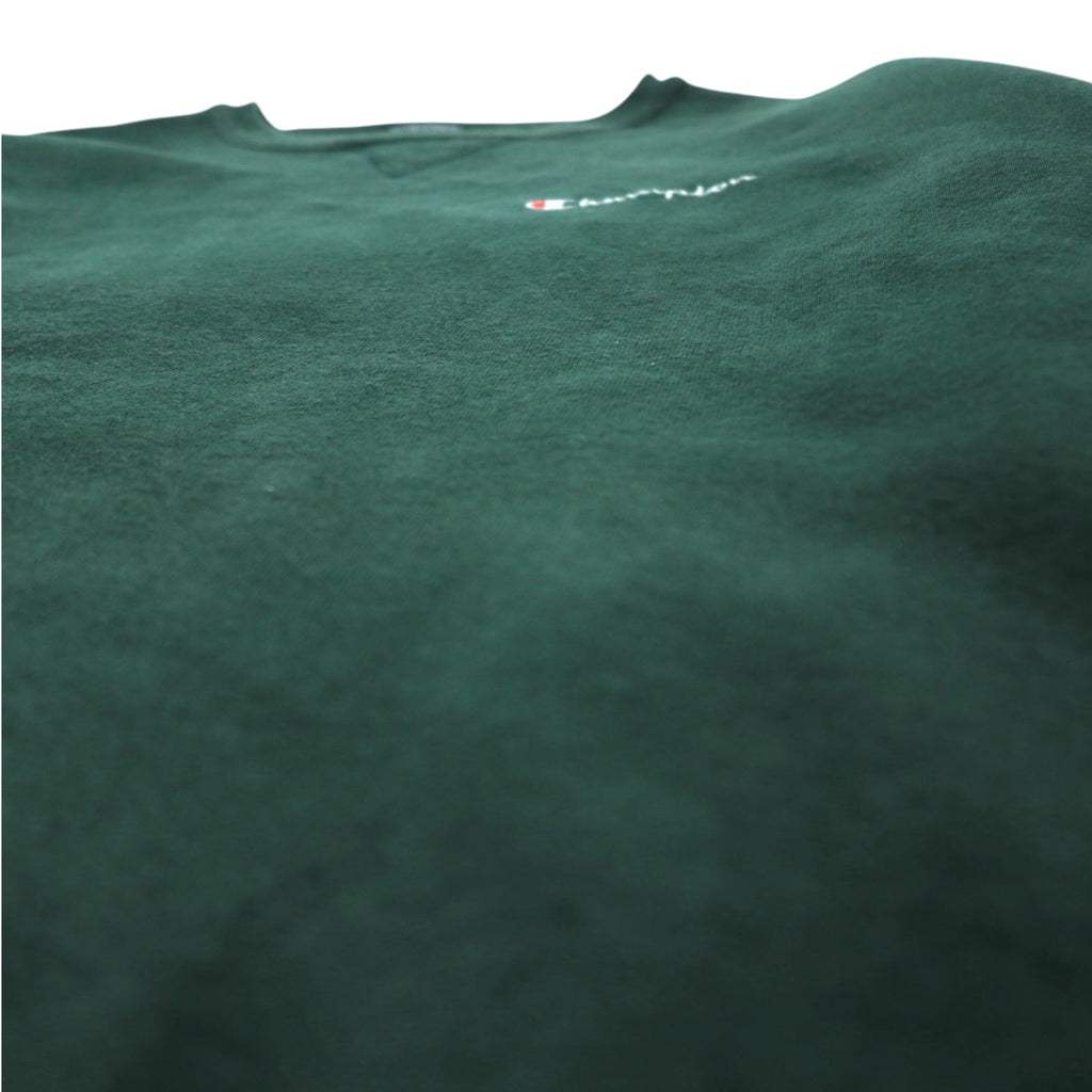 Champion 90年代 USA製 刺繍タグ クルーネック スウェット XL グリーン ワンポイントロゴ刺繍