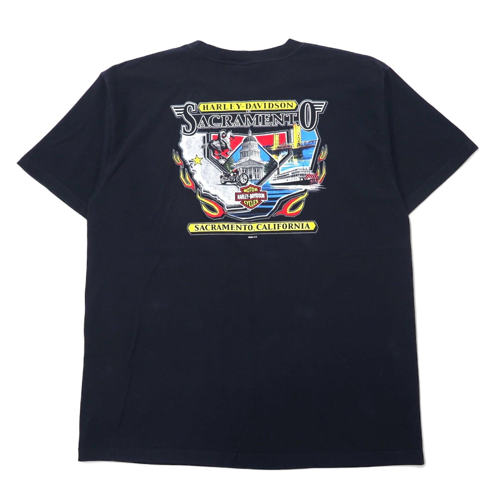 Maglietta HARLEY DAVIDSON MADE IN USA, anni 2000, stampa logo, taglia 2XL, colore nero, cotone, SACRAMENTO CALIFORNIA, taglia grande