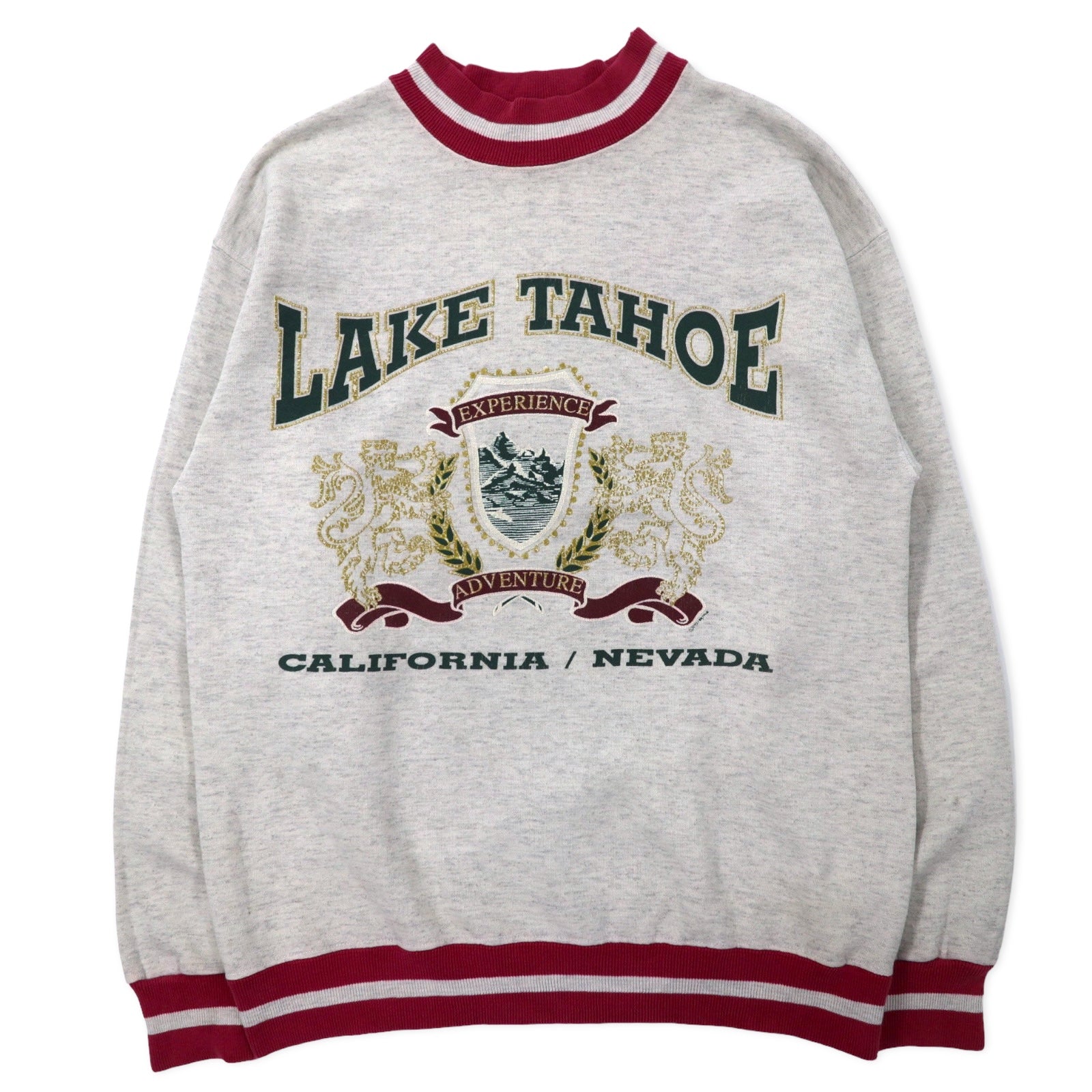 Hanes USA 90s ACTIVE WEAR Felpa a coste M Grigio Cotone LAKE TAHOE