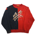 Mr.JUNKO Anni '90 Felpa L Rosso Nero Bicolore Cotone Logo Ricamato Fatto in Giappone