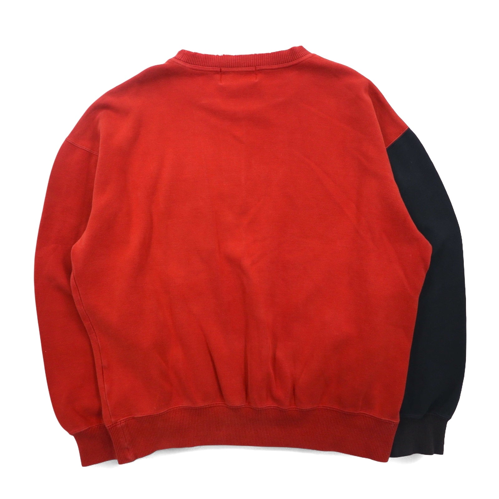 Mr.JUNKO Anni '90 Felpa L Rosso Nero Bicolore Cotone Logo Ricamato Fatto in Giappone