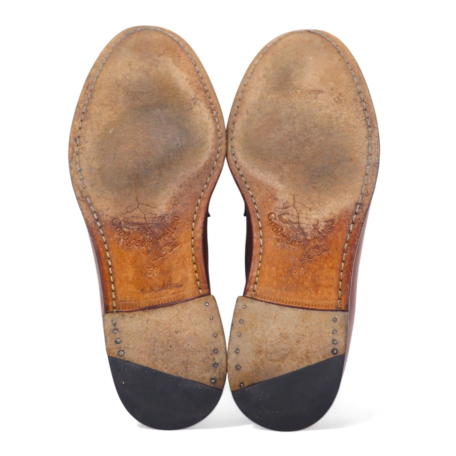 Jalan Sriwijaya mocassini penny in pelle di vitello 24.5cm marrone, pelle, costruzione Goodyear Welted 98622 18045
