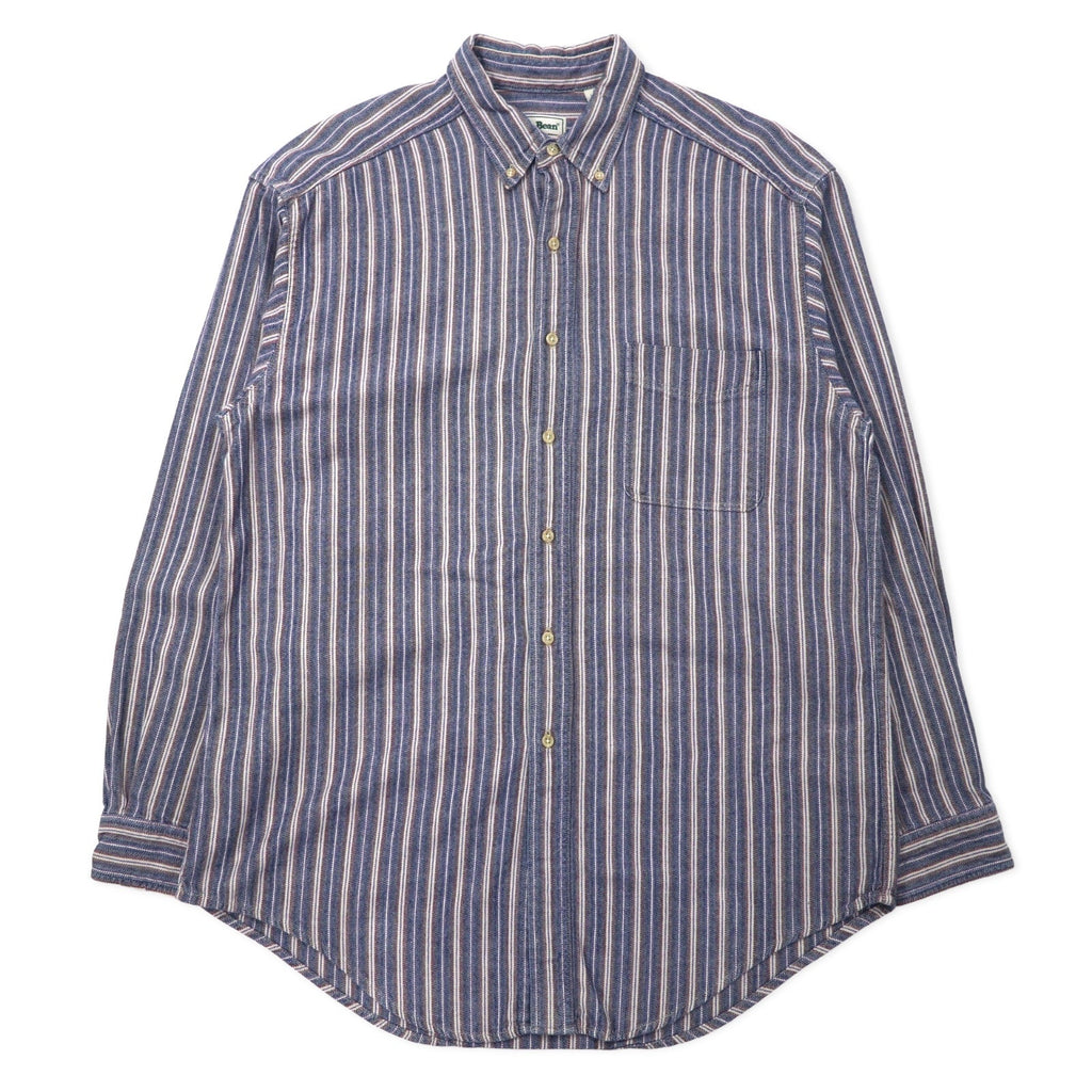 L.L.Bean anni '90 camicia button-down L blu a righe cotone Made in Costa Rica