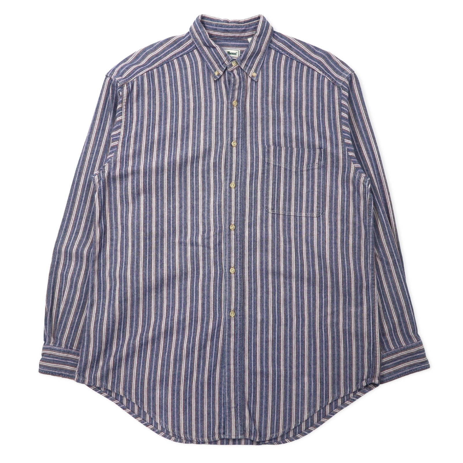 L.L.Bean anni '90 camicia button-down L blu a righe cotone Made in Costa Rica
