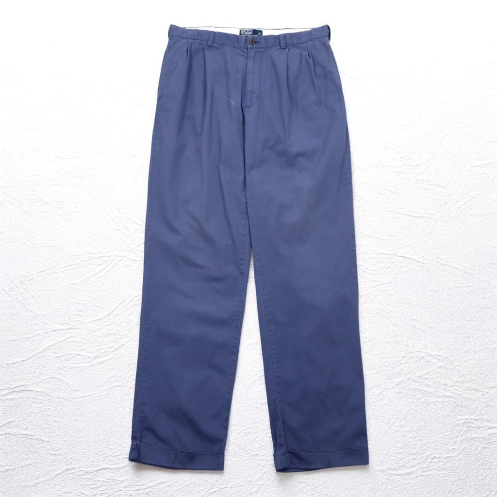 Polo by Ralph Lauren anni '90 pantalone chino ampio con pieghe L blu cotone HAMMOND PANT