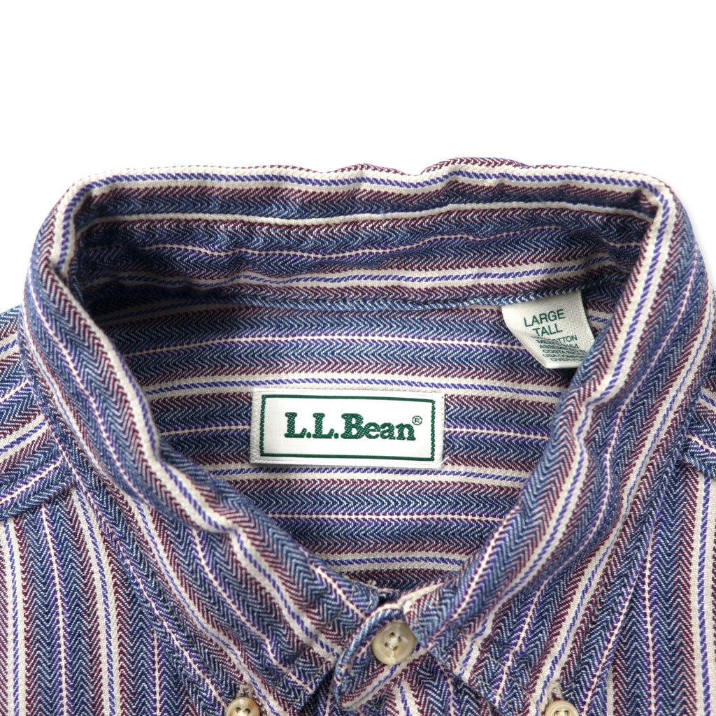 L.L.Bean anni '90 camicia button-down L blu a righe cotone Made in Costa Rica