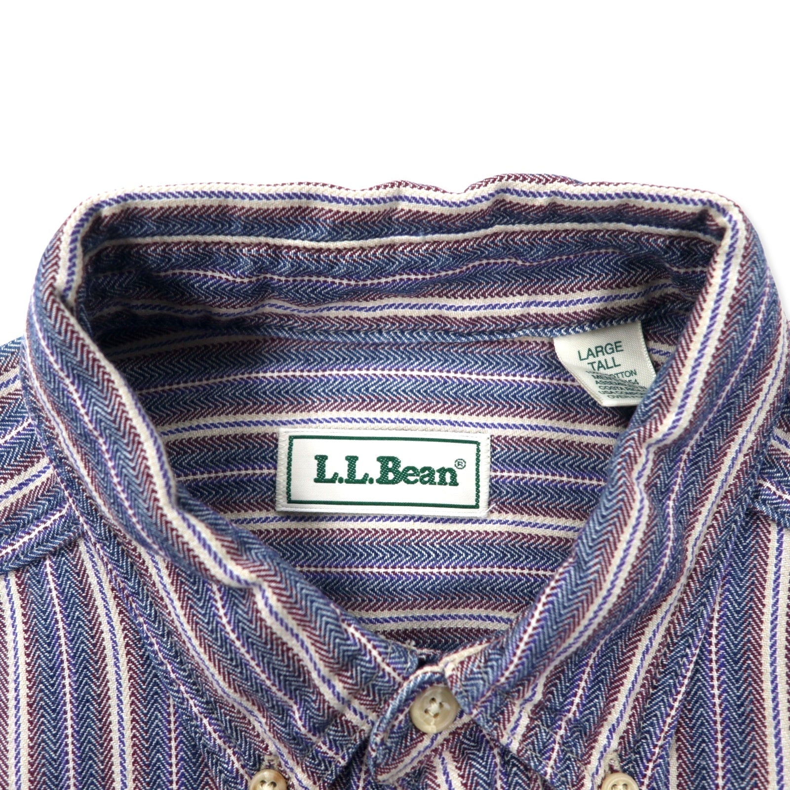 L.L.Bean anni '90 camicia button-down L blu a righe cotone Made in Costa Rica