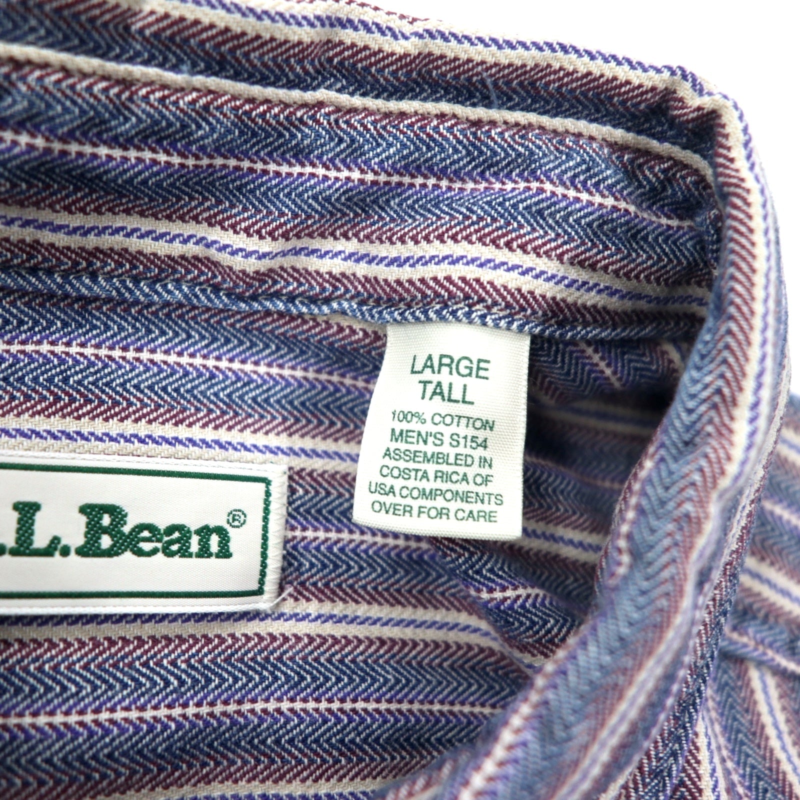 L.L.Bean anni '90 camicia button-down L blu a righe cotone Made in Costa Rica
