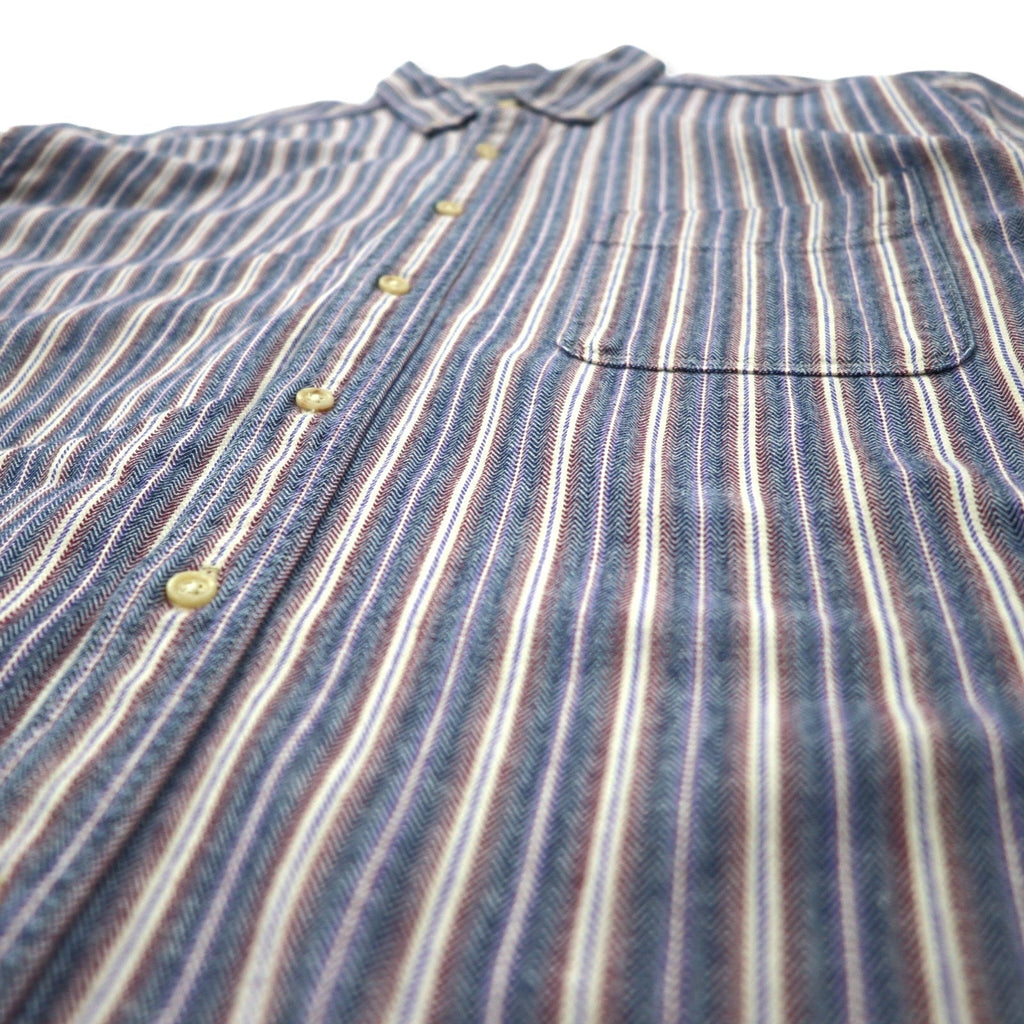 L.L.Bean anni '90 camicia button-down L blu a righe cotone Made in Costa Rica