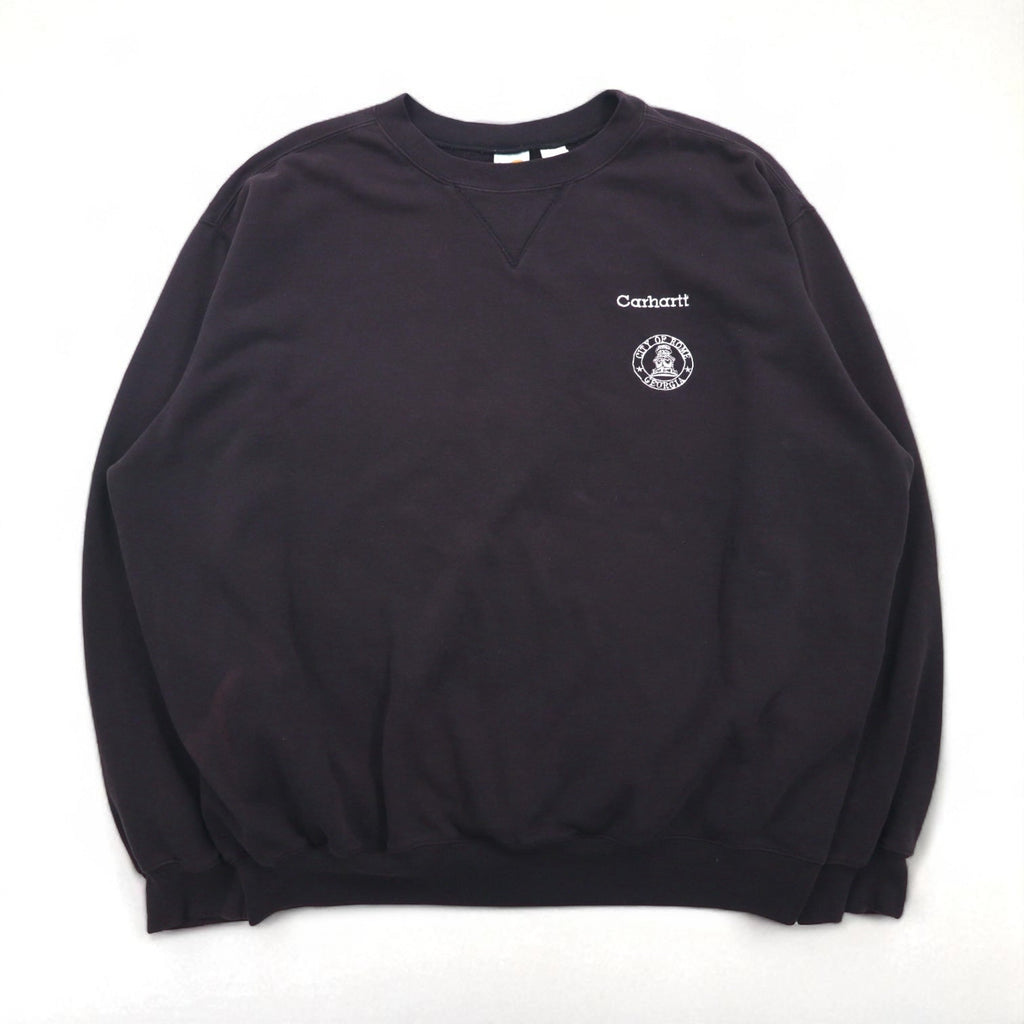 carhartt ビッグサイズ 前V クルーネック スウェット トレーナー XL ブラック コットン
