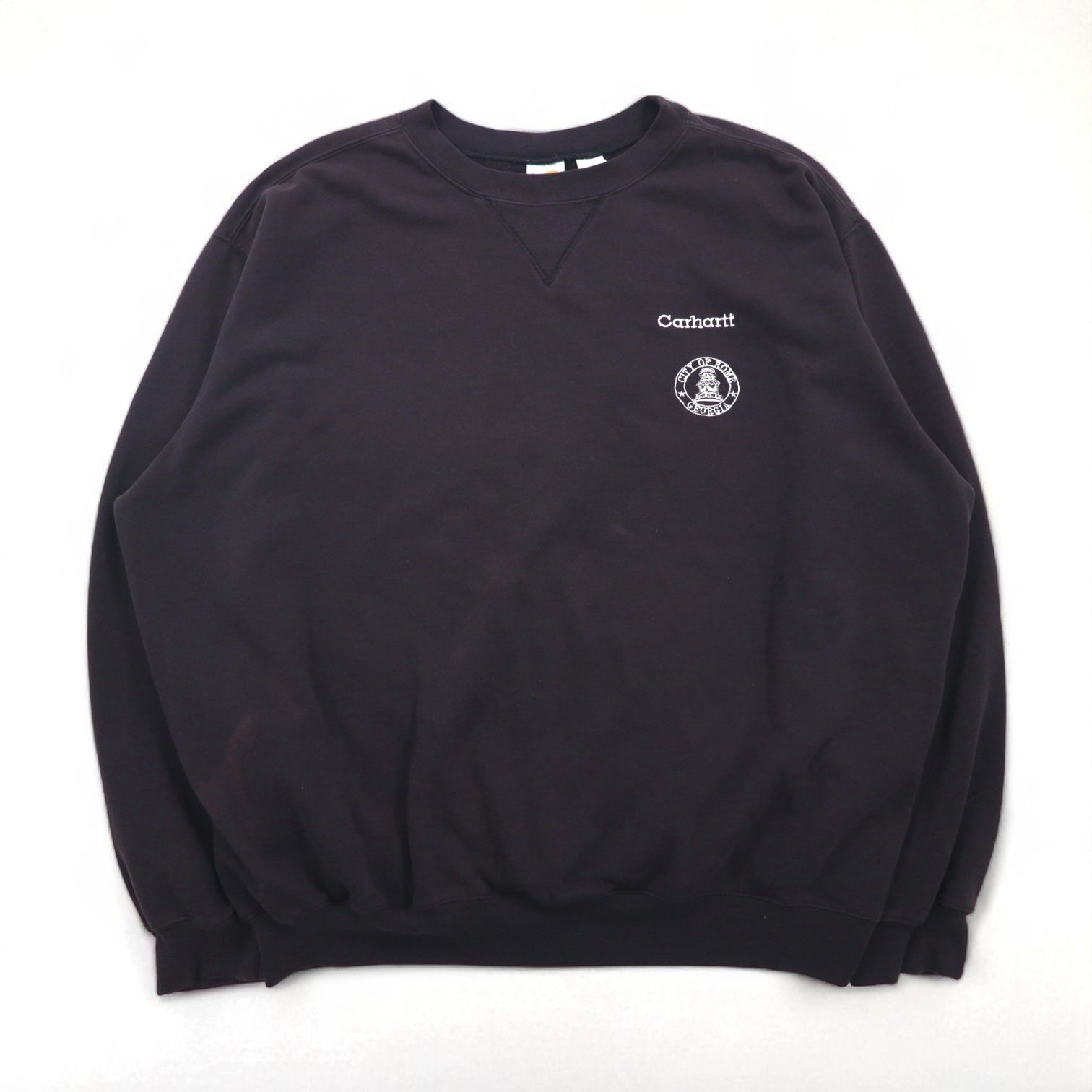 carhartt ビッグサイズ 前V クルーネック スウェット トレーナー XL ブラック コットン