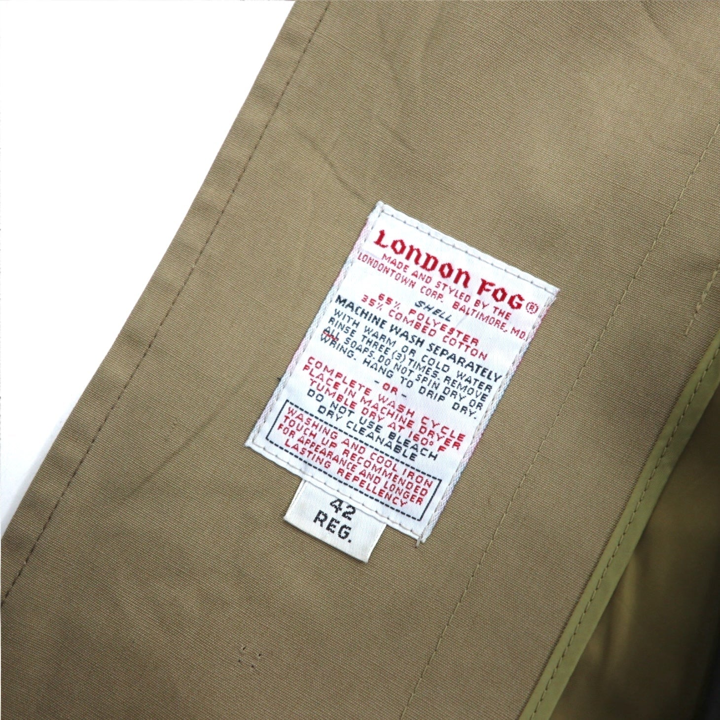 LONDON FOG Trench Coat con collo alla coreana XL Beige, pattina copribottoni, spalline, fodera in pelliccia rimovibile, con cintura