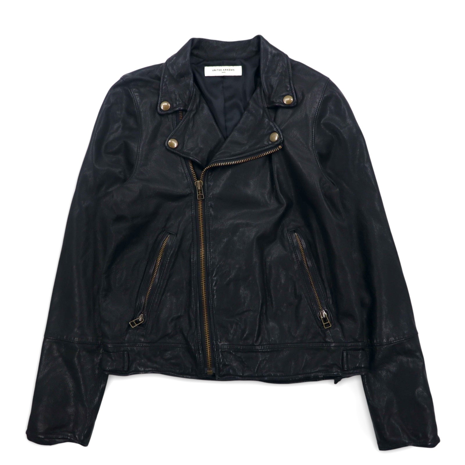 UNITED ARROWS Giacca chiodo in pelle di capra - S, nera (1525-136-2584)