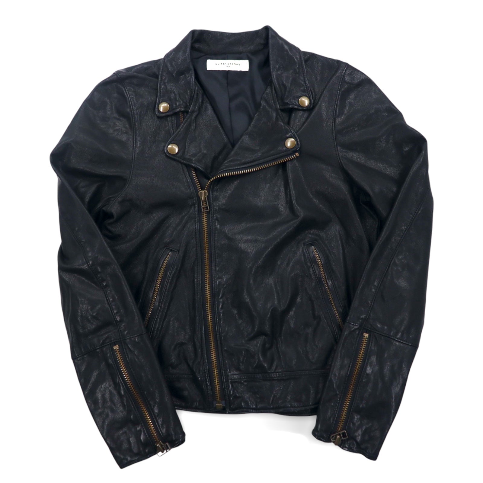 UNITED ARROWS Giacca chiodo in pelle di capra - S, nera (1525-136-2584)