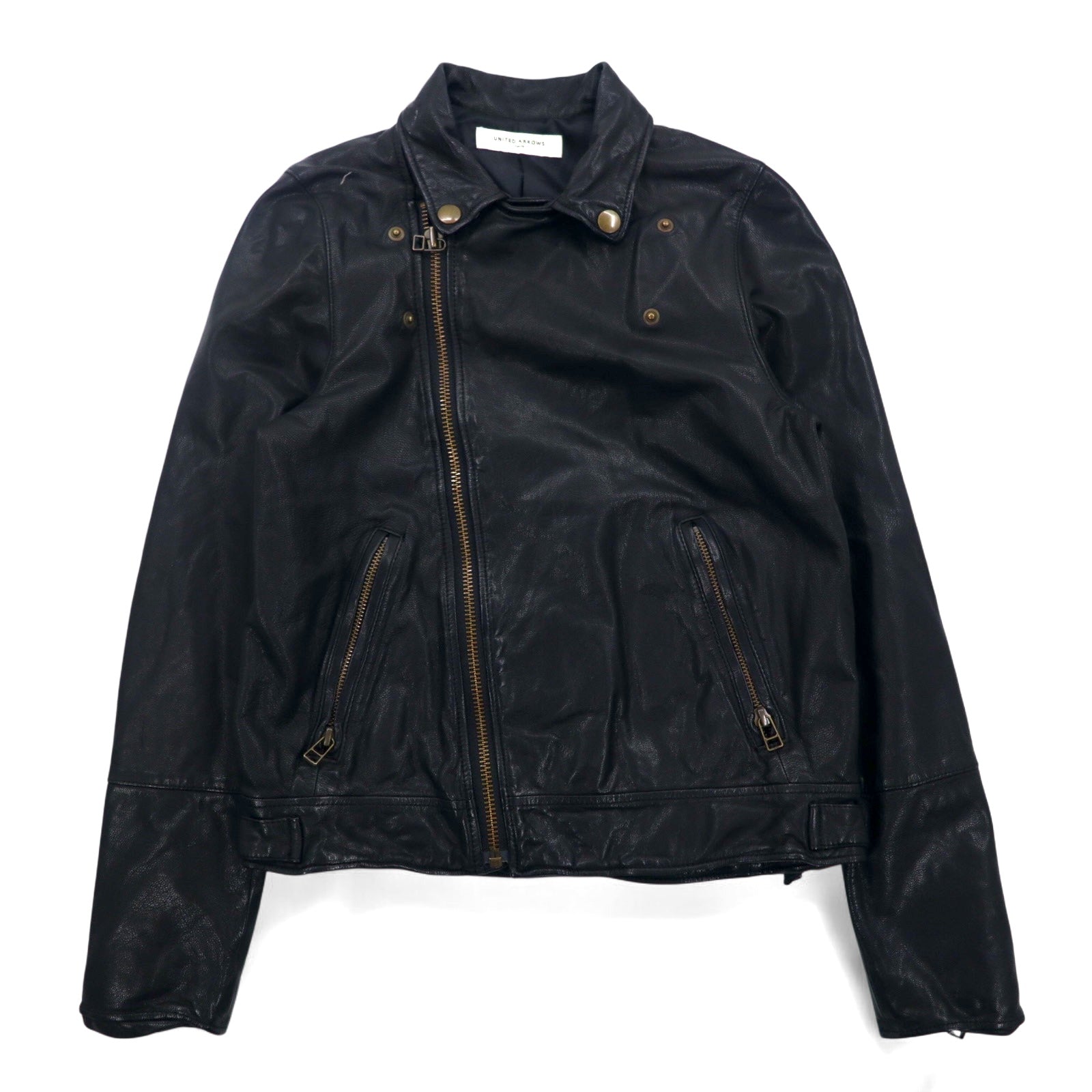UNITED ARROWS Giacca chiodo in pelle di capra - S, nera (1525-136-2584)