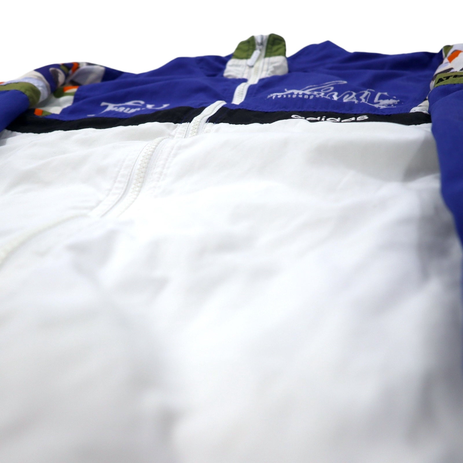 Giacca in nylon Adidas anni '90, giacca da pista, tuta, taglia XL, blu, bianco, poliestere, etichetta argento, ATP TOUR