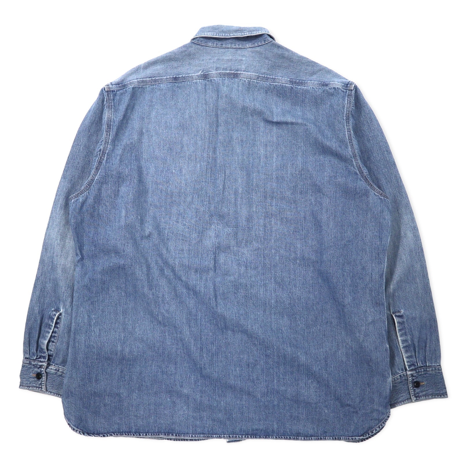 POLO JEANS CO. RALPH LAUREN Camicia da lavoro in denim anni '90 L Blu Cotone Bottoni cat's eye Oversize