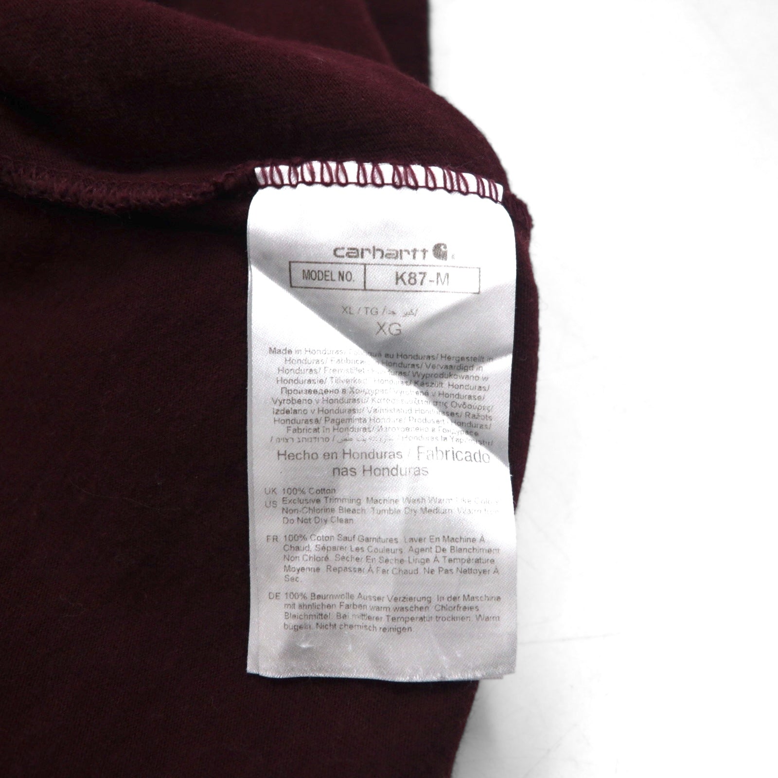 Carhartt T-shirt tasca LOOSE FIT XL bordeaux cotone Made in Honduras
