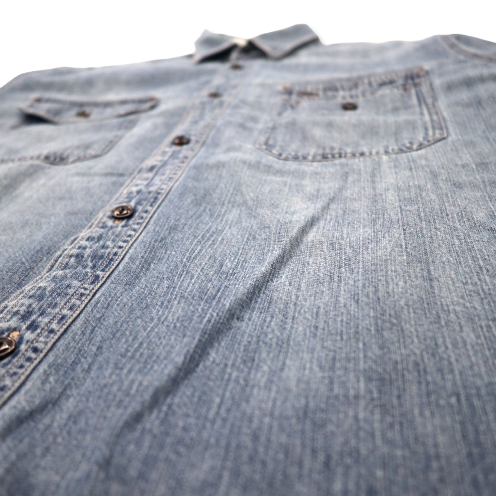 POLO JEANS CO. RALPH LAUREN Camicia da lavoro in denim anni '90 L Blu Cotone Bottoni cat's eye Oversize